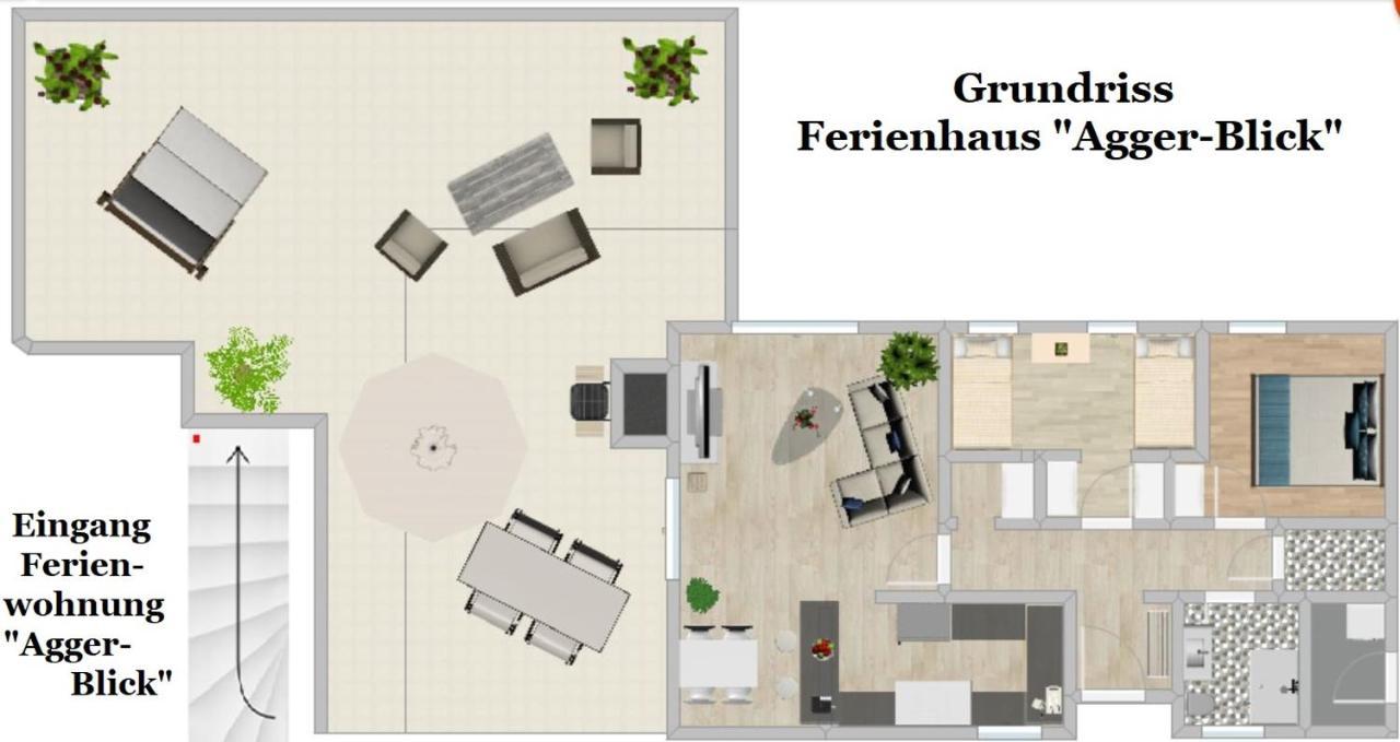 Seeblick-Ferienwohnung Im "Ferienhaus Agger-Blick" Mit Traumhafter Sonnen-Terrasse, Sauna, E-Kamin & Kajak Gummersbach Exterior foto